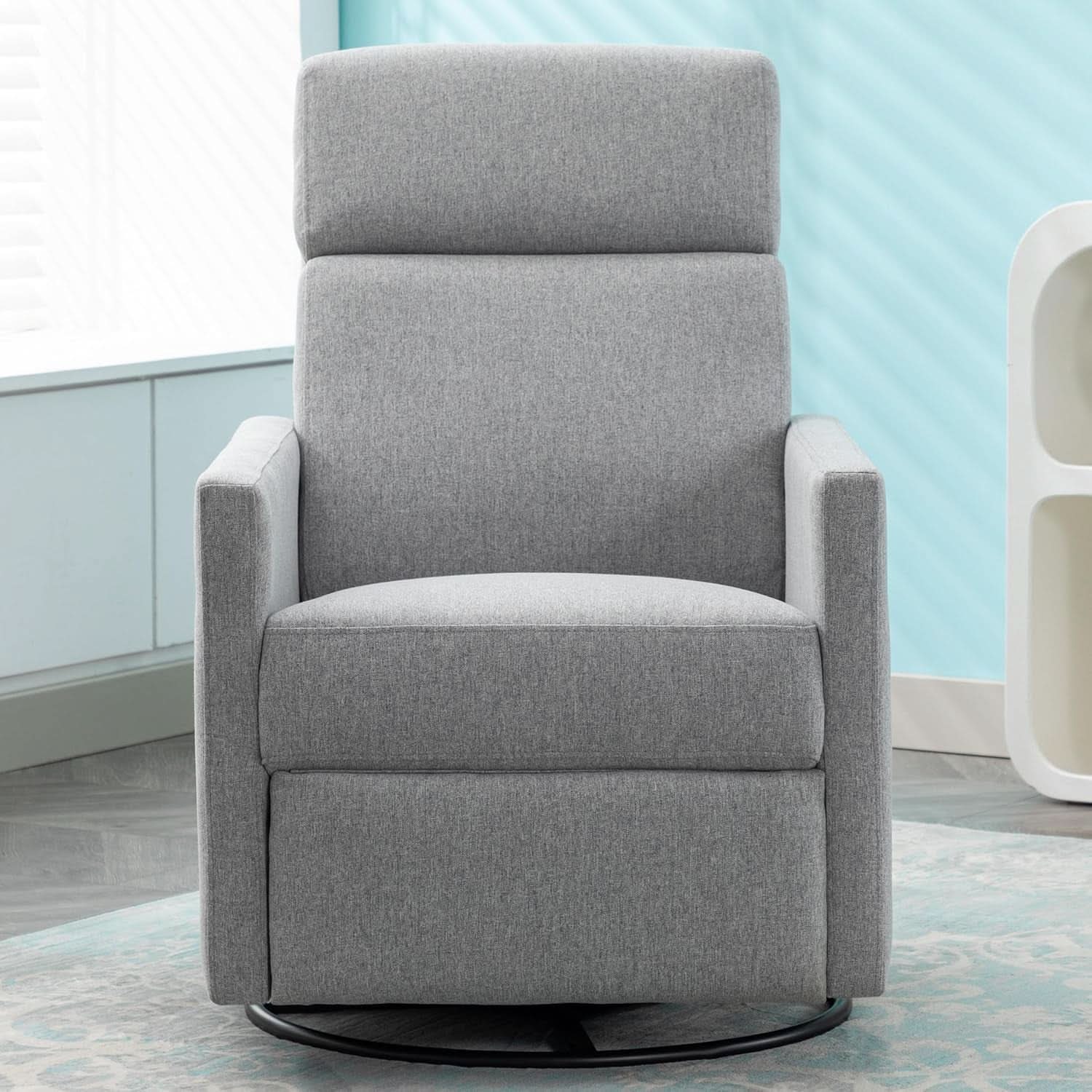 Modern Upholstered Swivel Recliner Chair Glider Gray