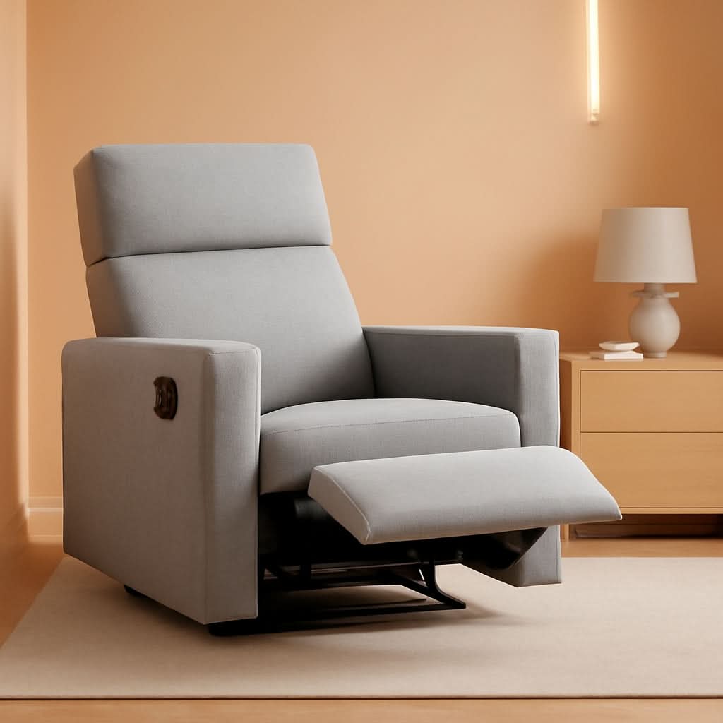 Modern Upholstered Swivel Recliner Chair Glider Gray