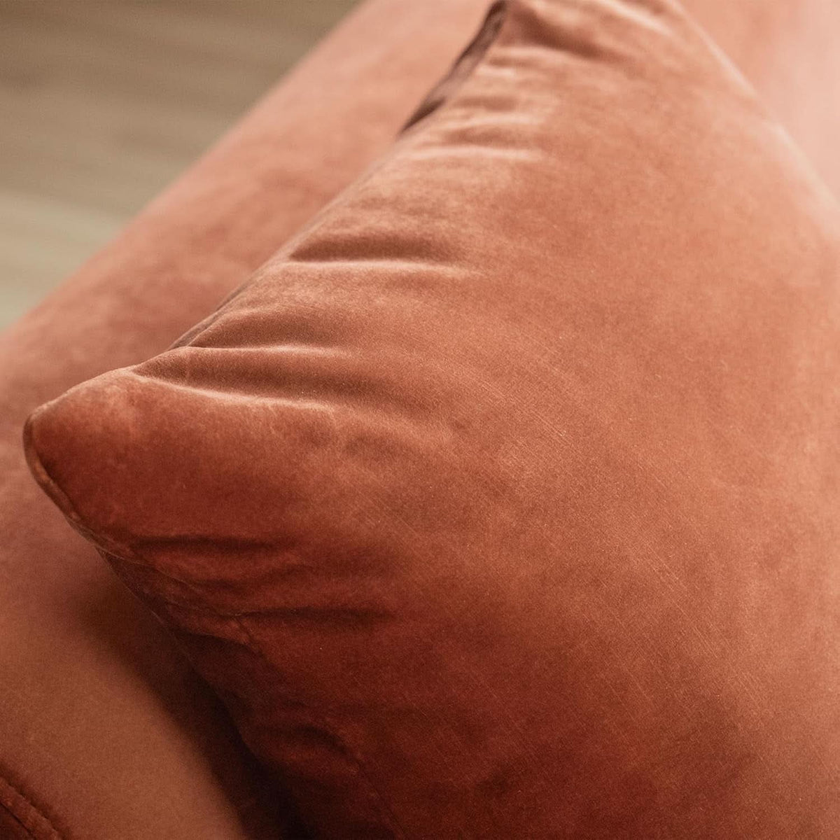 Modern Velvet 3-Seater Sofa in Tangerine with Curved Back Design
