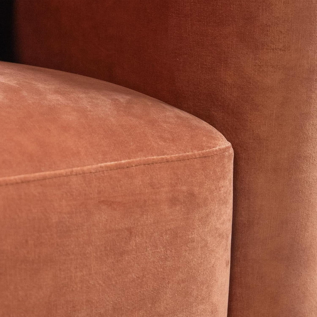 Modern Velvet 3-Seater Sofa in Tangerine with Curved Back Design