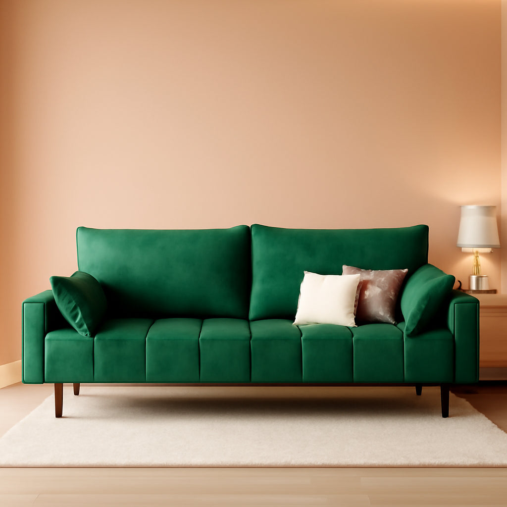 Modern Velvet Loveseat Sofa with Storage and Pillows