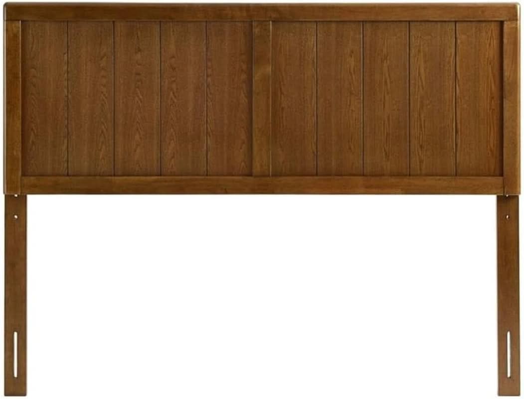 Modern Walnut Rubberwood King Headboard with Panel Detail