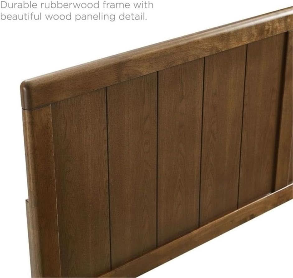 Modern Walnut Rubberwood King Headboard with Panel Detail