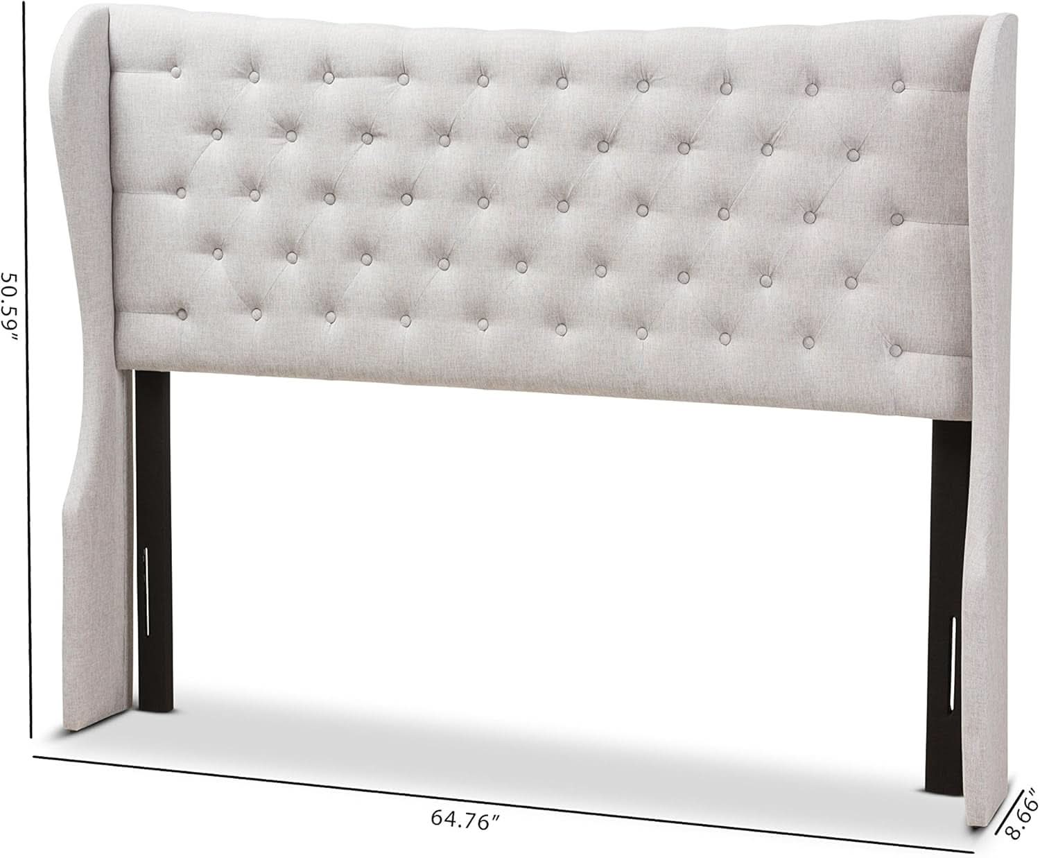 Modern Winged Headboard with Button-Tufting and Nail Heads