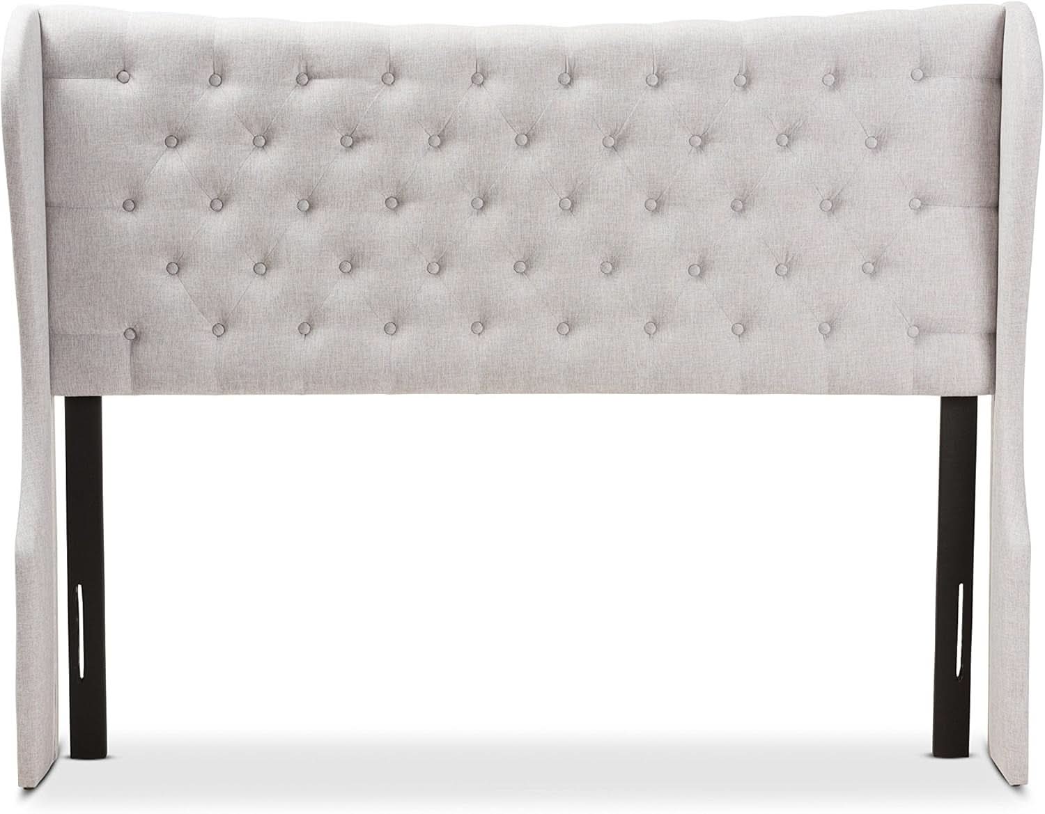 Modern Winged Headboard with Button-Tufting and Nail Heads