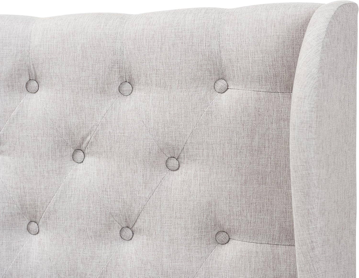Modern Winged Headboard with Button-Tufting and Nail Heads