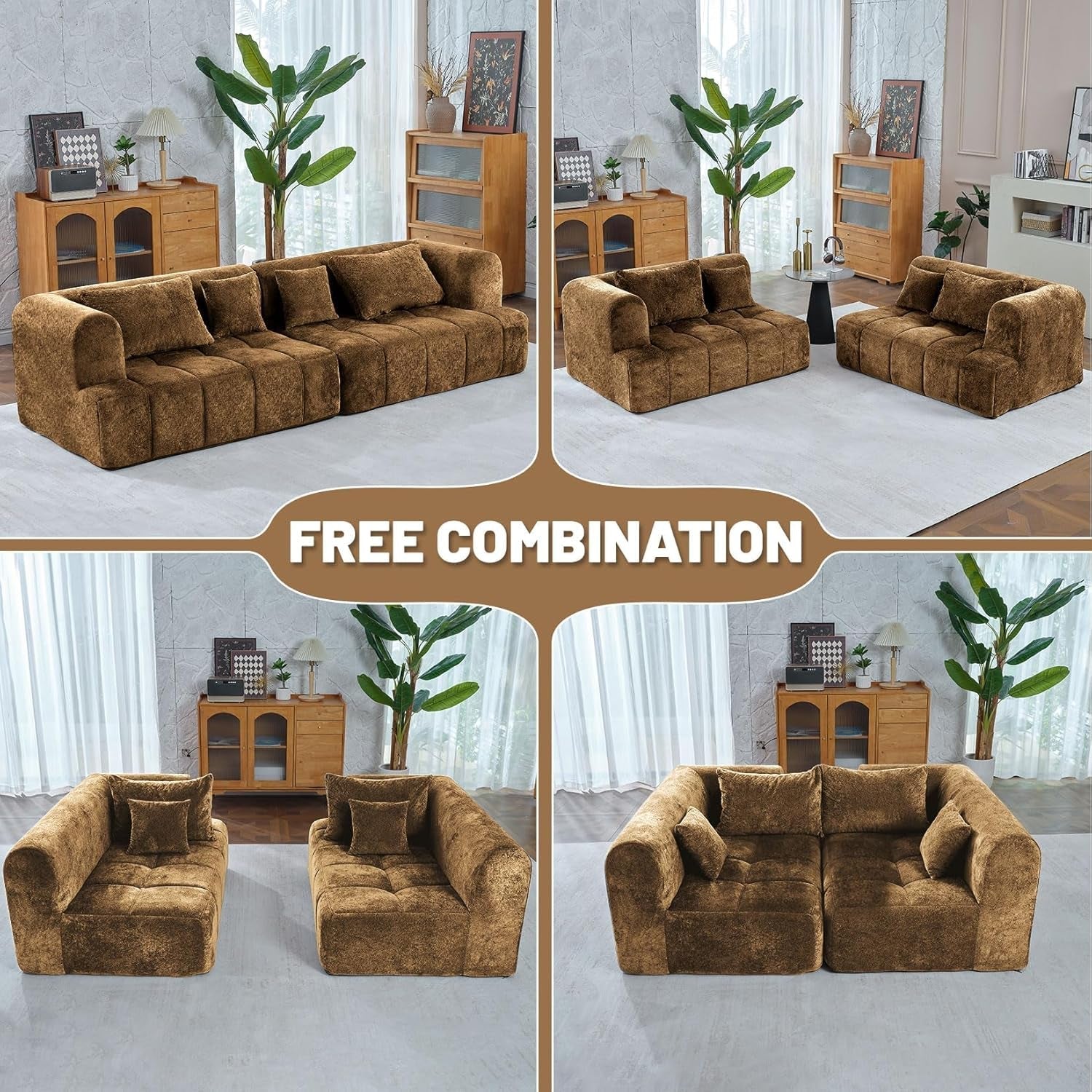 Modular All Foam Sectional Sofa With Four Cushions