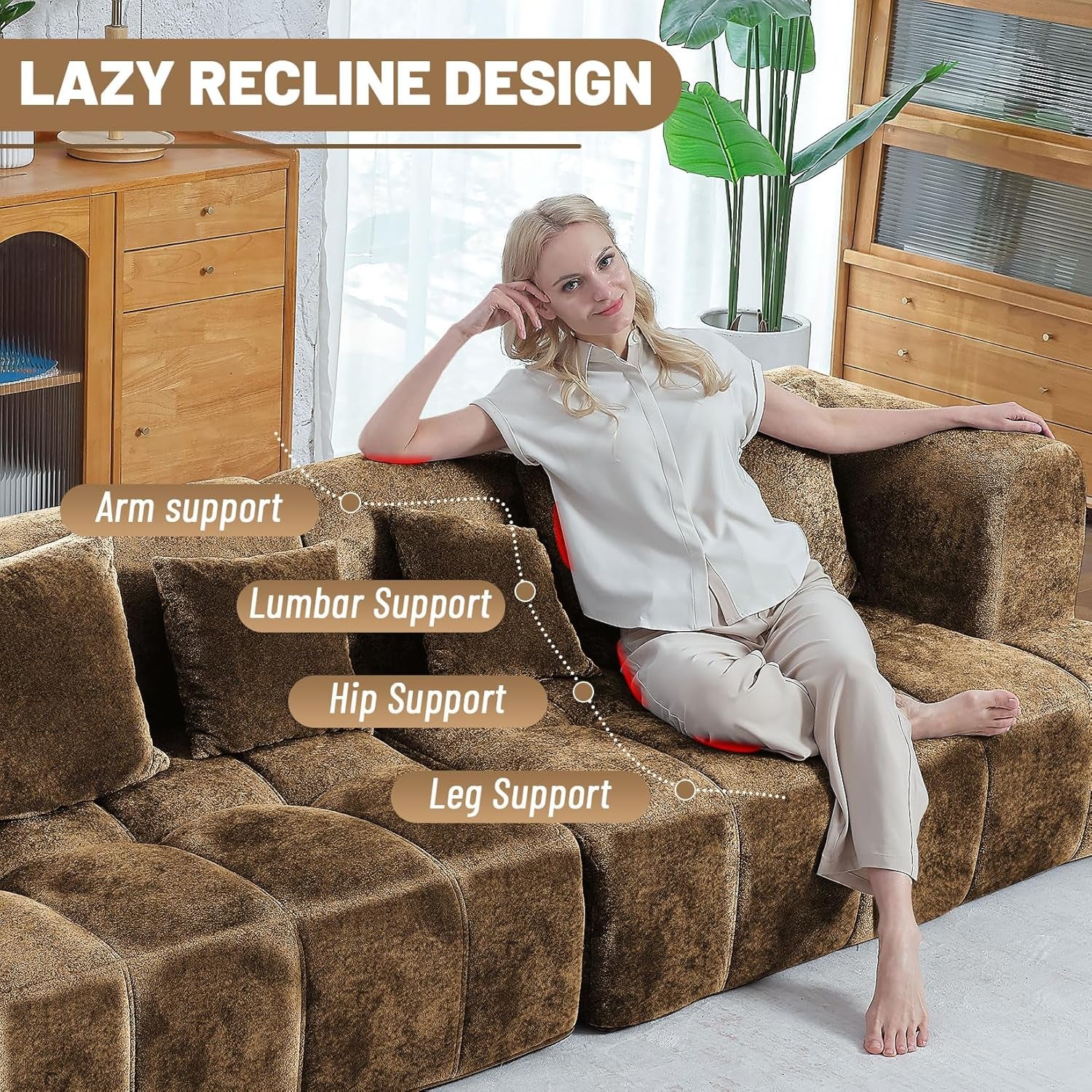 Modular All Foam Sectional Sofa With Four Cushions