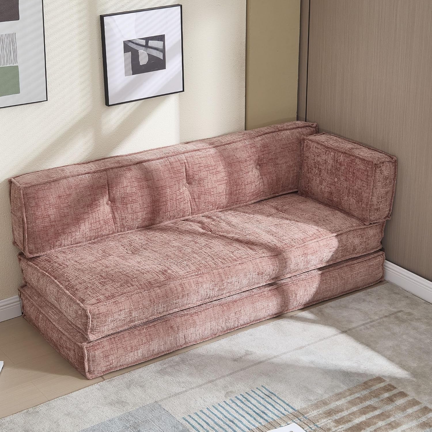 Modular Convertible Sleeper Sofa With Side Storage Bag