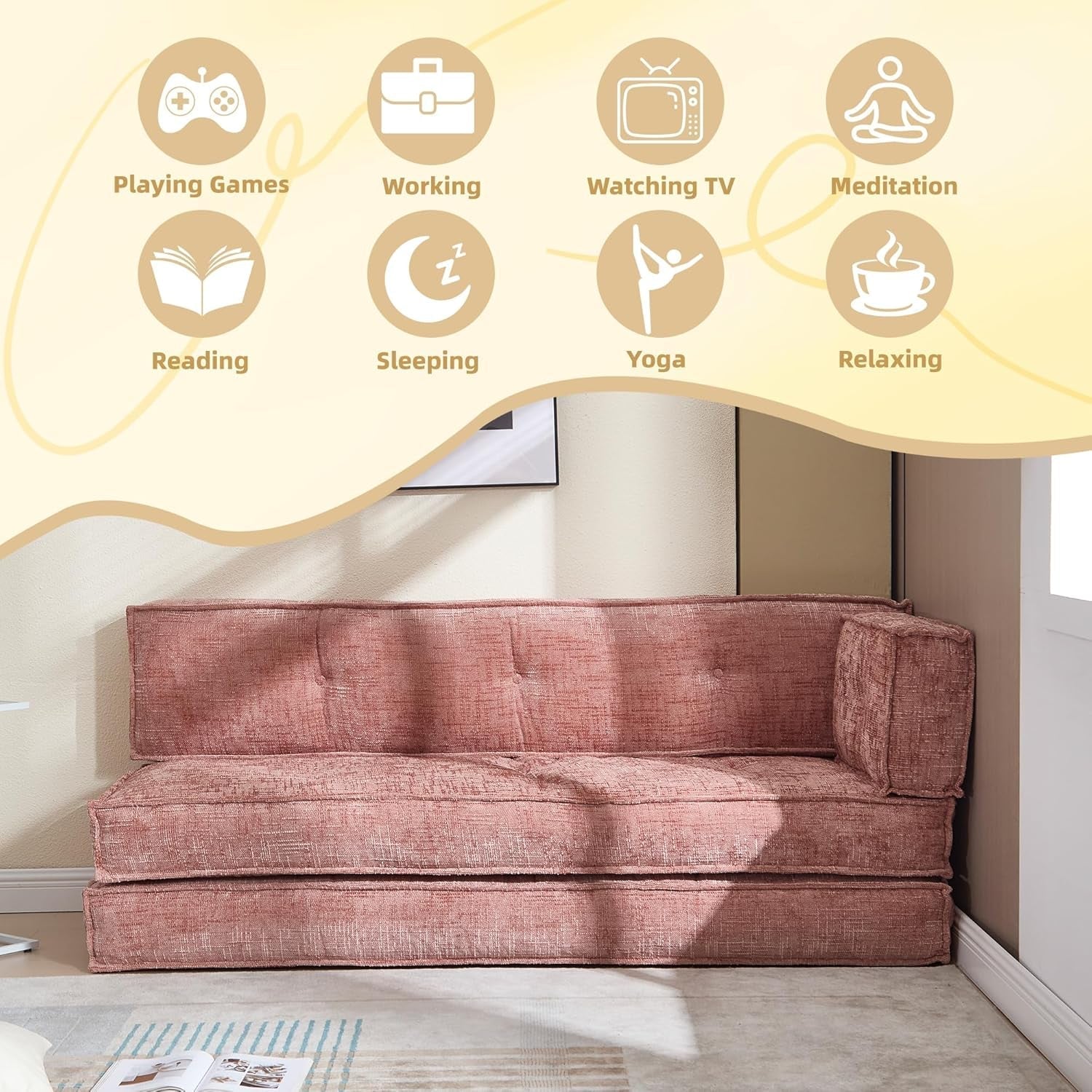 Modular Convertible Sleeper Sofa With Side Storage Bag