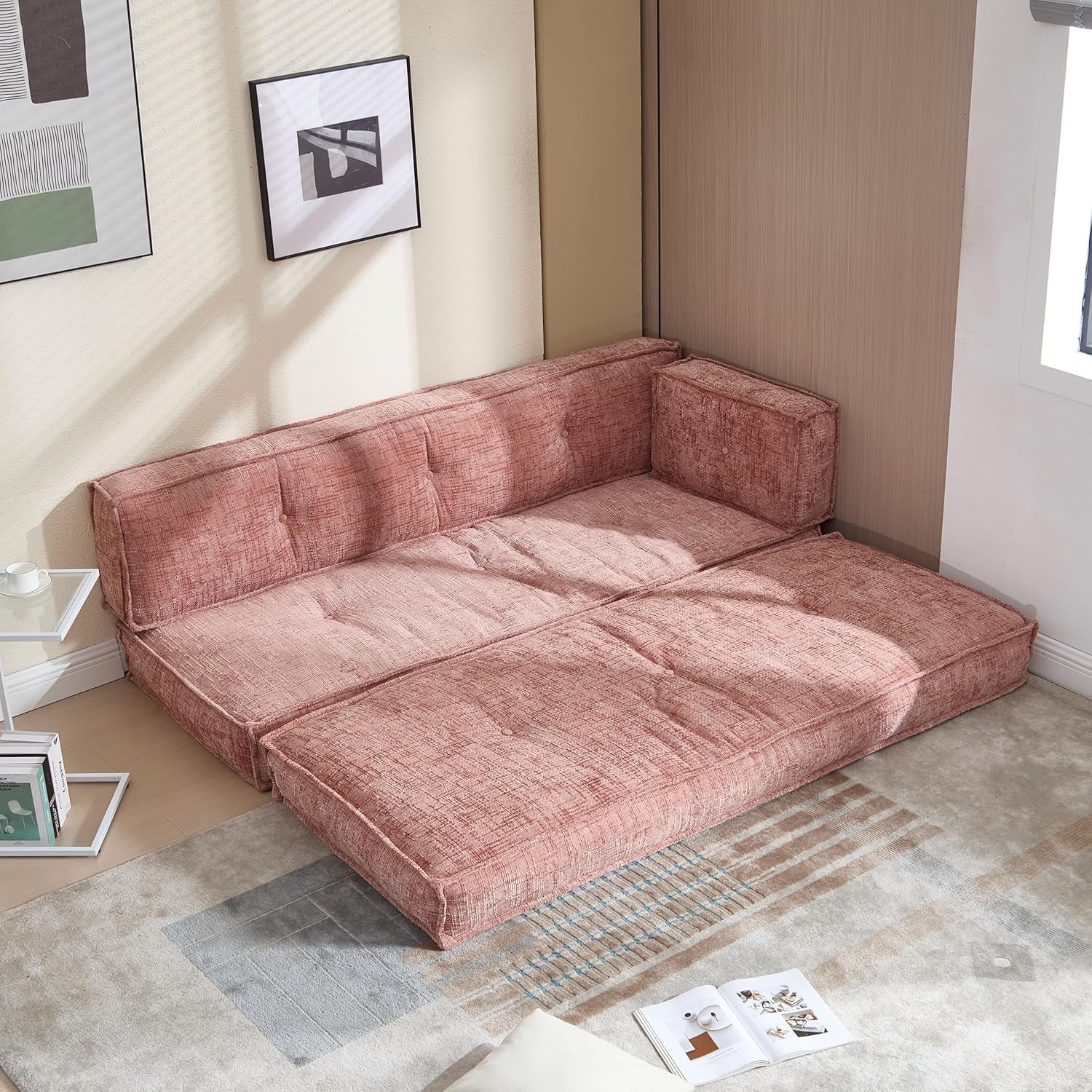 Modular Convertible Sleeper Sofa With Side Storage Bag