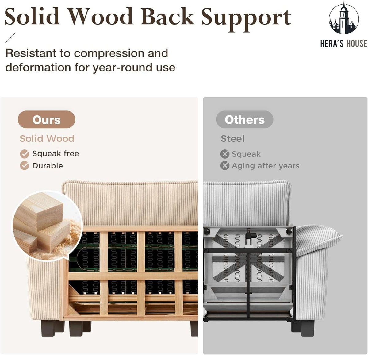 Modular Corduroy Beige Three Piece Sofa Set For Living Room