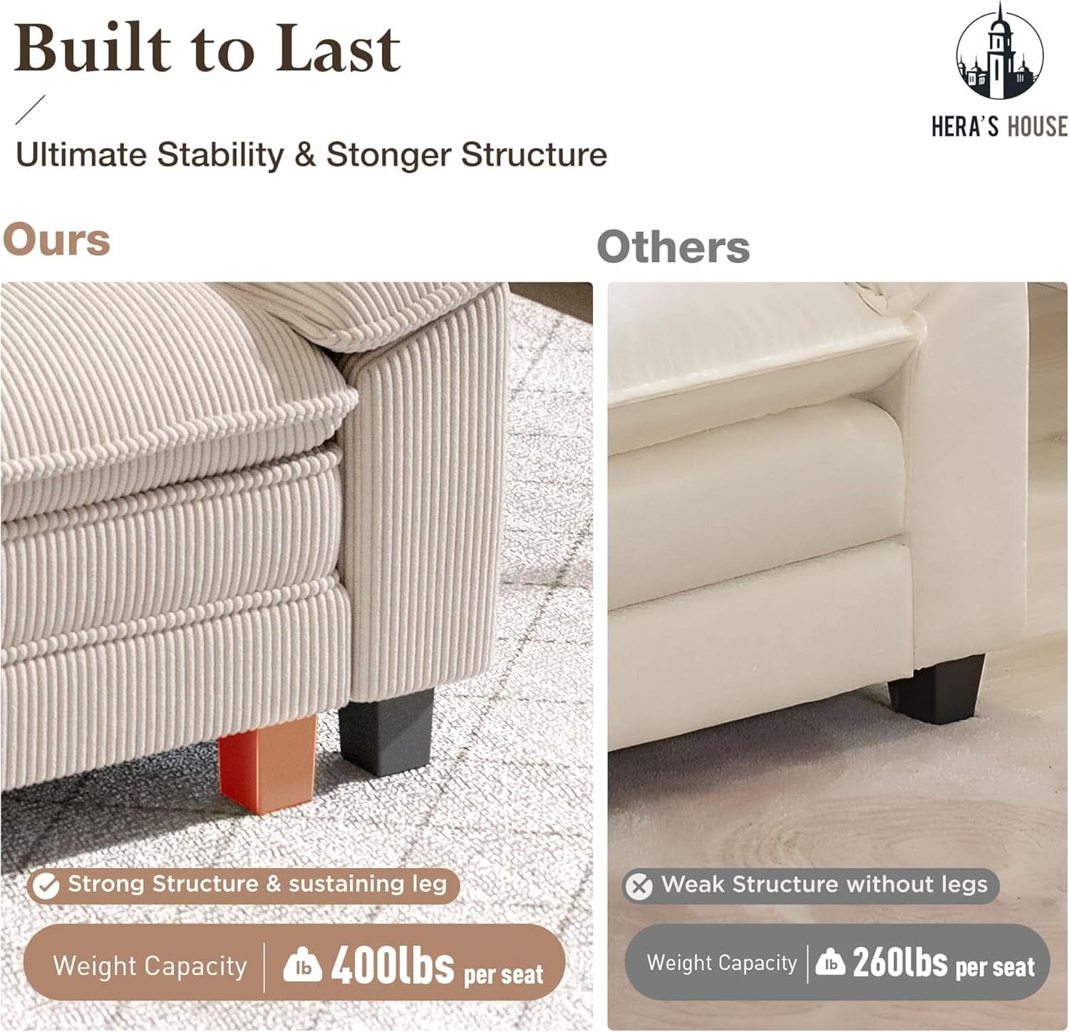 Modular Corduroy Beige Three Piece Sofa Set For Living Room