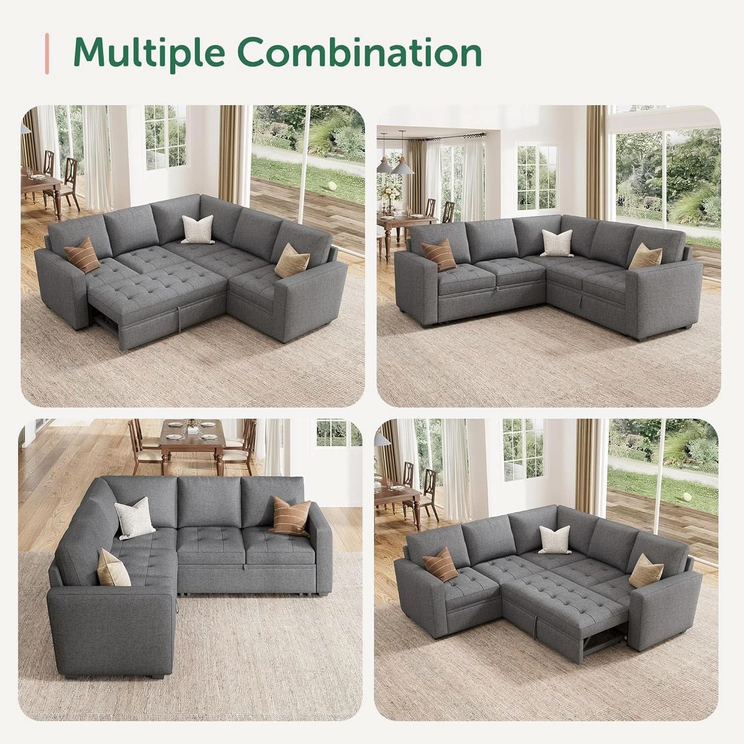 Modular Sectional Sleeper Sofa with Hidden Storage Features