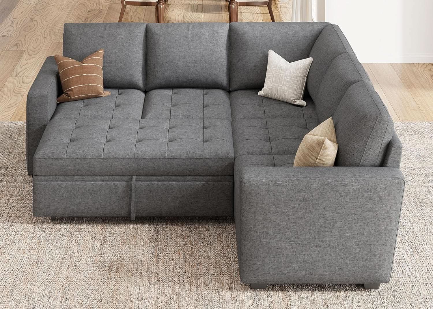 Modular Sectional Sleeper Sofa with Hidden Storage Features