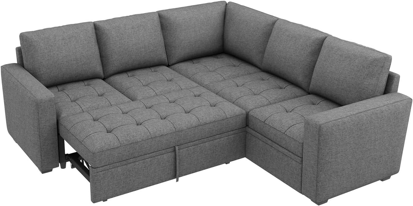 Modular Sectional Sleeper Sofa with Hidden Storage Features