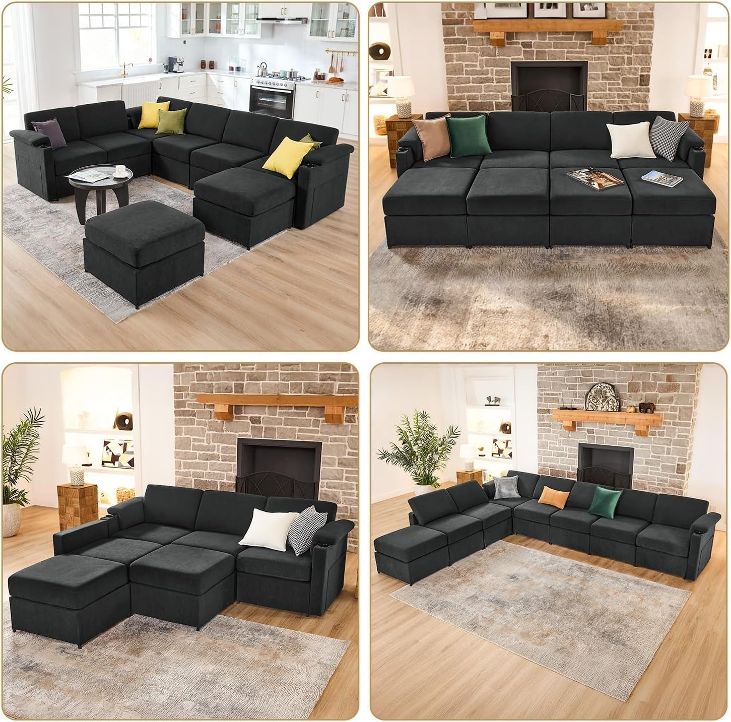 Modular Sectional Sofa Couch With Convertible Sleeper Function