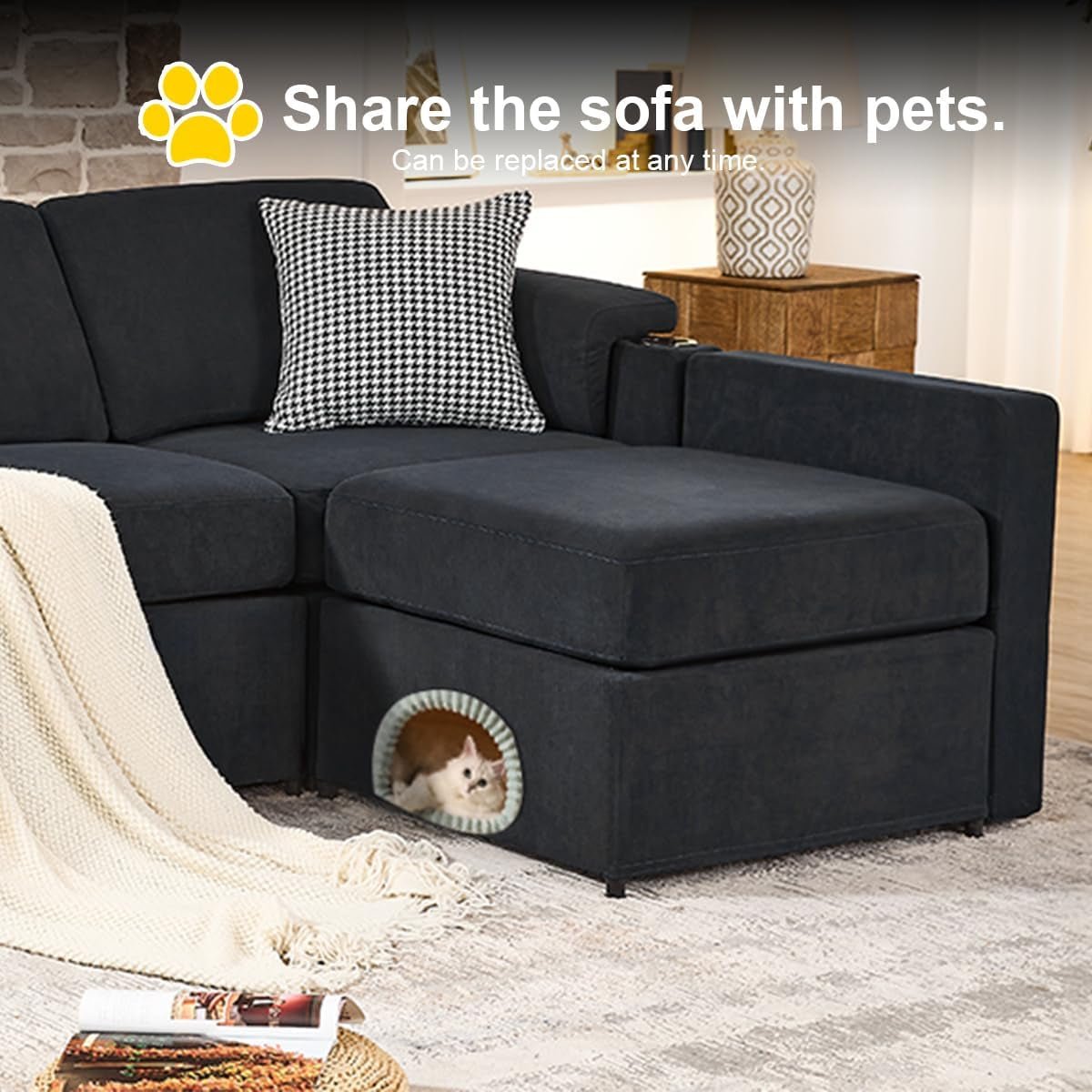 Modular Sectional Sofa Couch With Convertible Sleeper Function