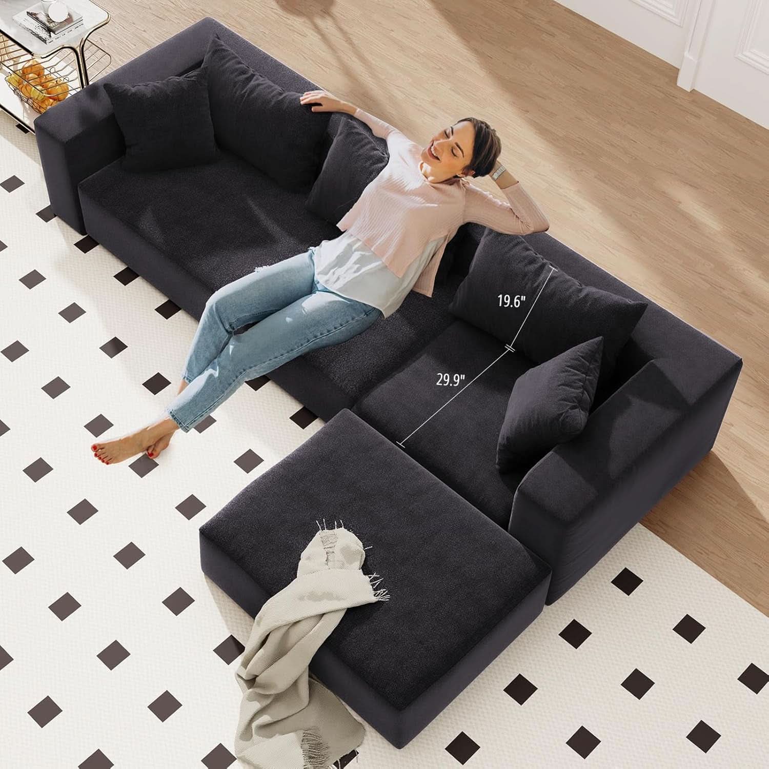 Modular Sectional Sofa With Chaise Dark Grey No Assembly