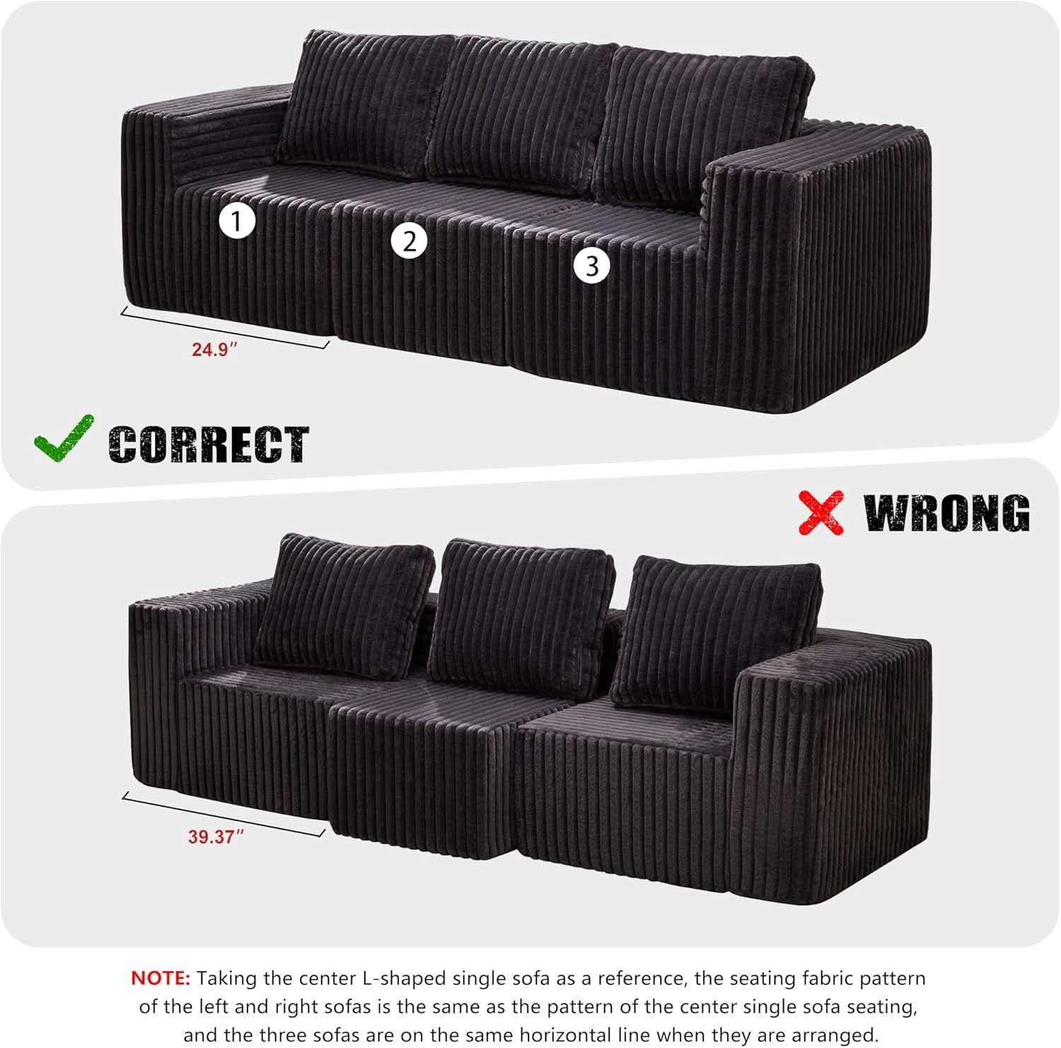 Modular Sectional Sofa With Deep Memory Foam Comfort
