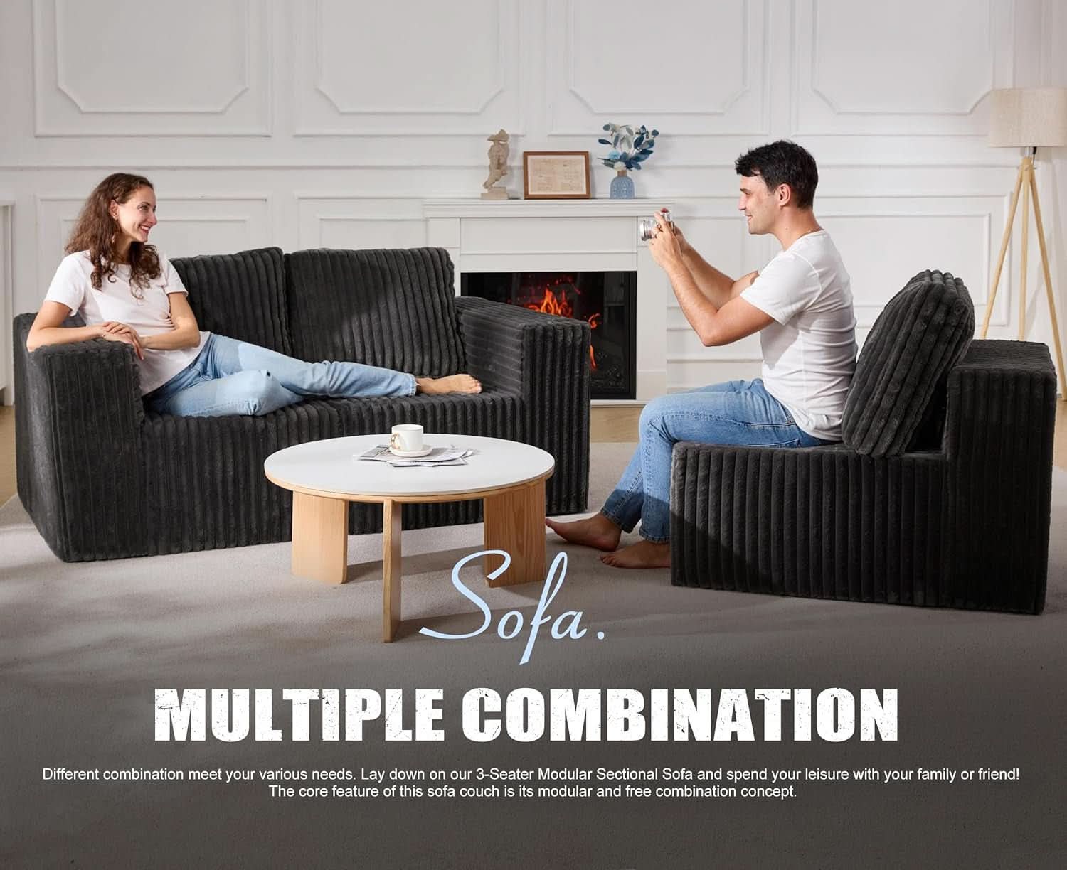 Modular Sectional Sofa With Deep Memory Foam Comfort