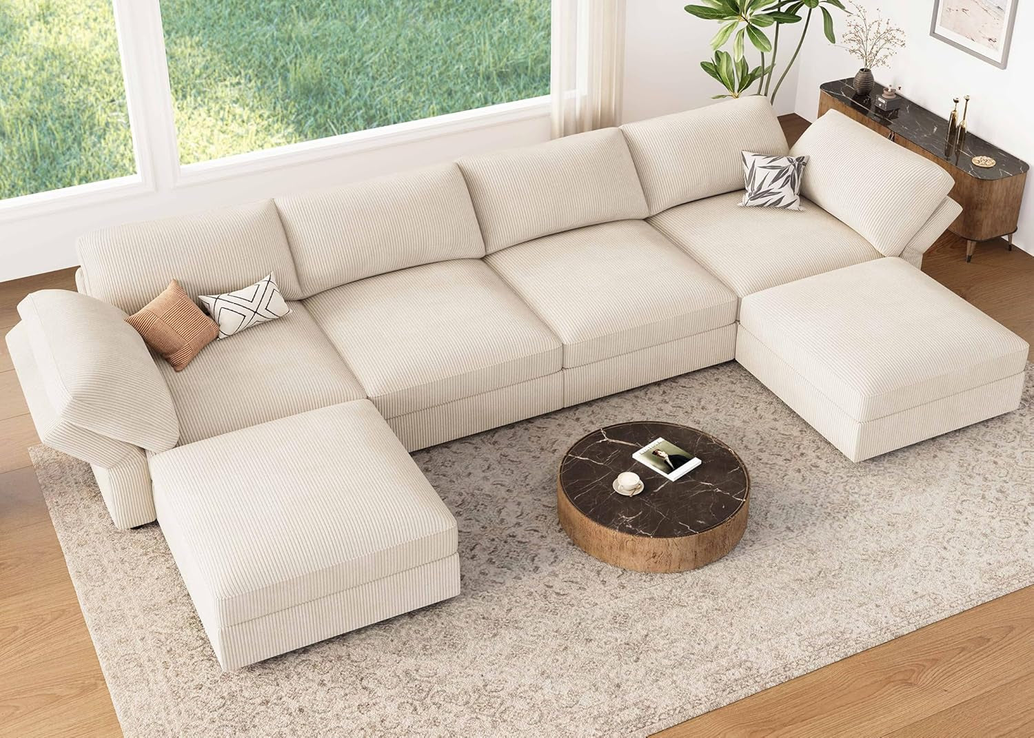 Modular Sectional Sofa With Storage Chaise And Backrests