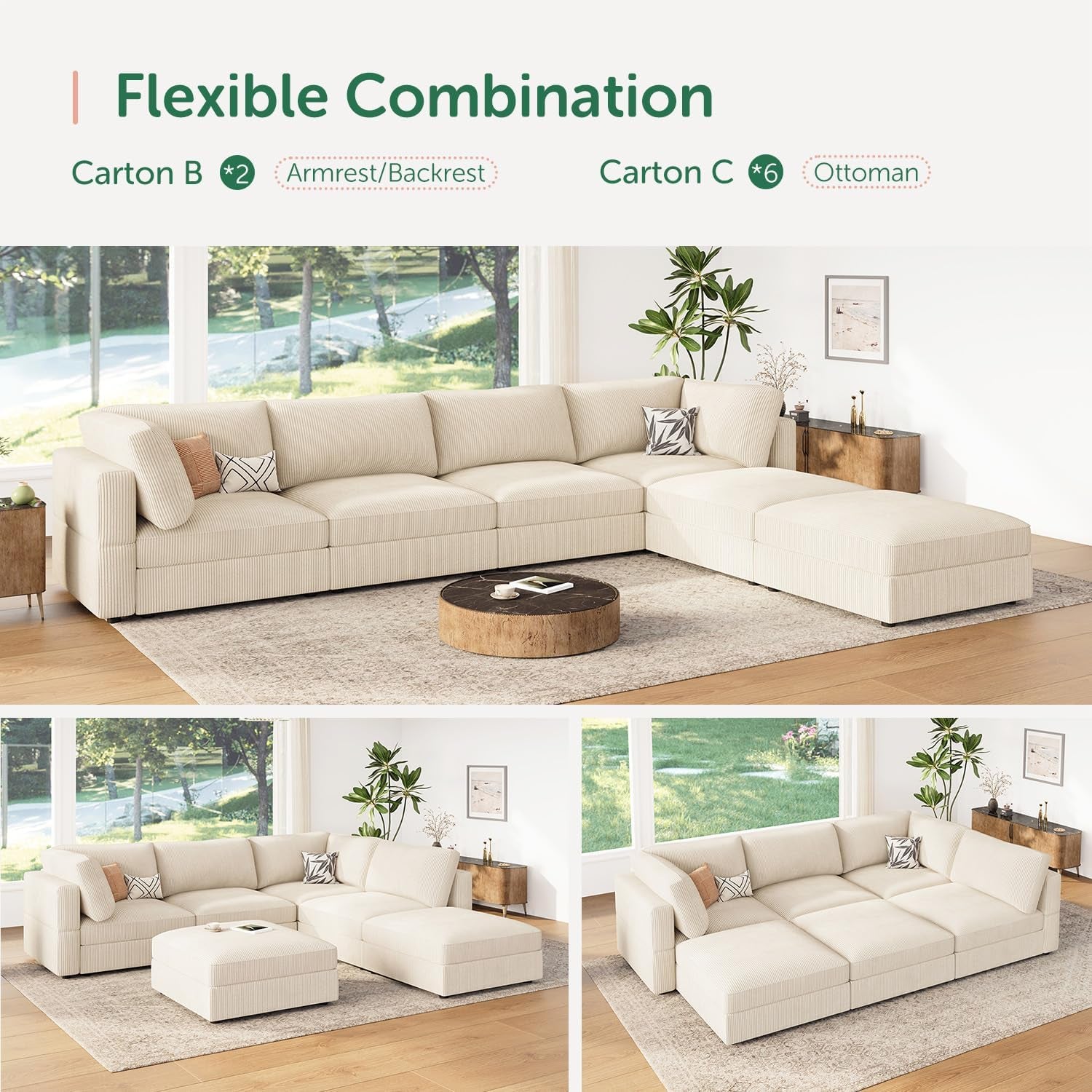 Modular Sectional Sofa With Storage Chaise And Backrests