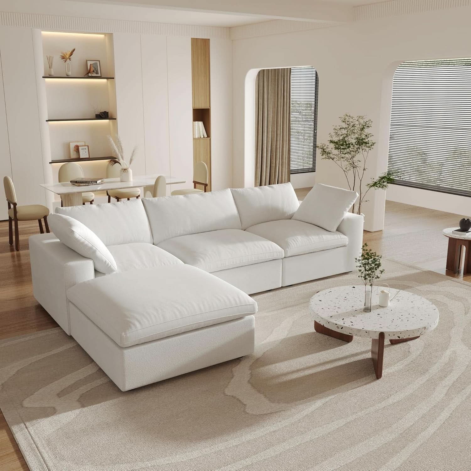 Modular Sectional Sofa with Storage Ottoman and Washable Covers