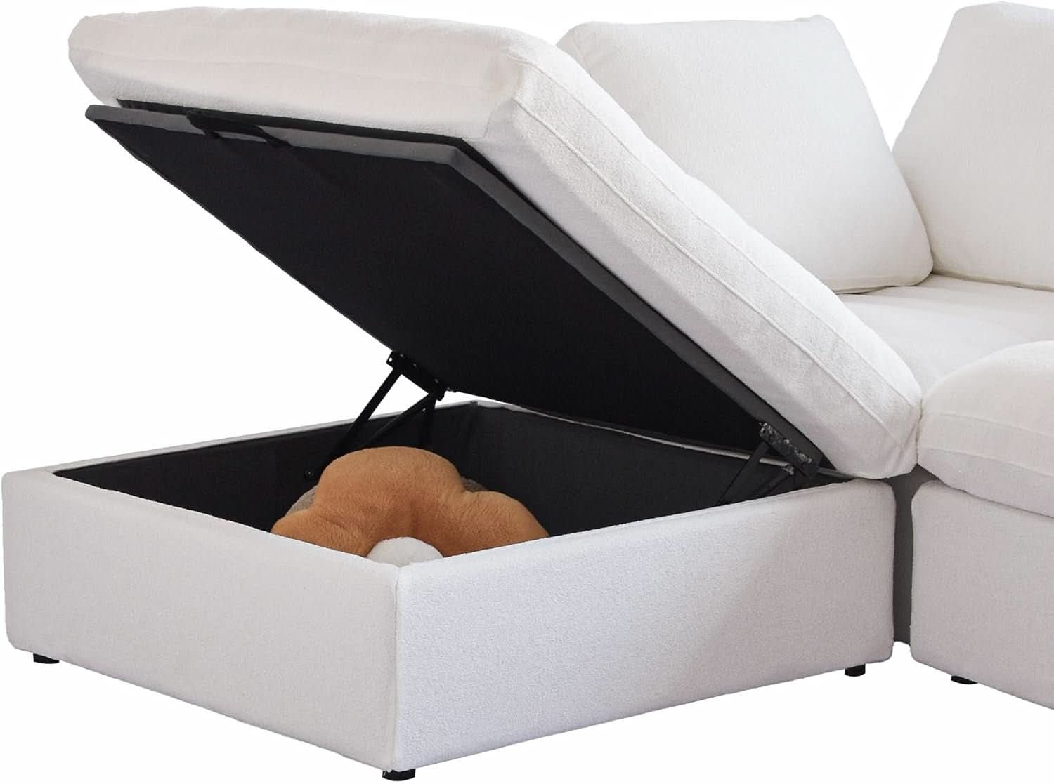 Modular Sectional Sofa with Storage Ottoman and Washable Covers