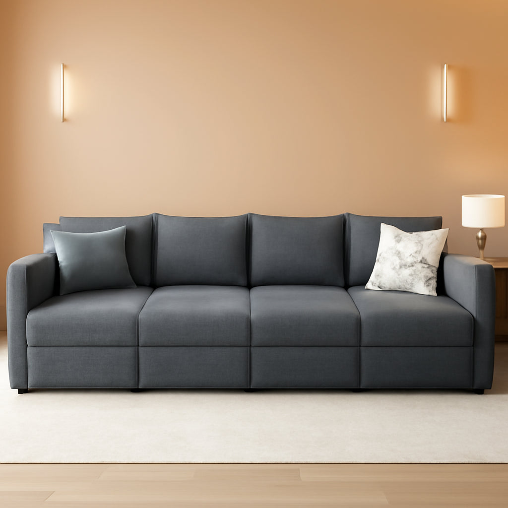 Modular Sleeper Sectional Sofa Bluish Grey With Storage