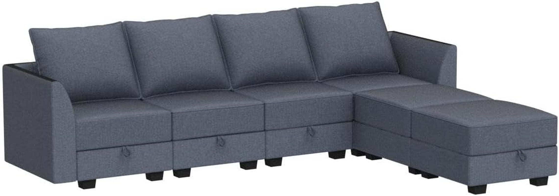 Modular U Shaped Sectional Sofa Bluish Grey With Storage