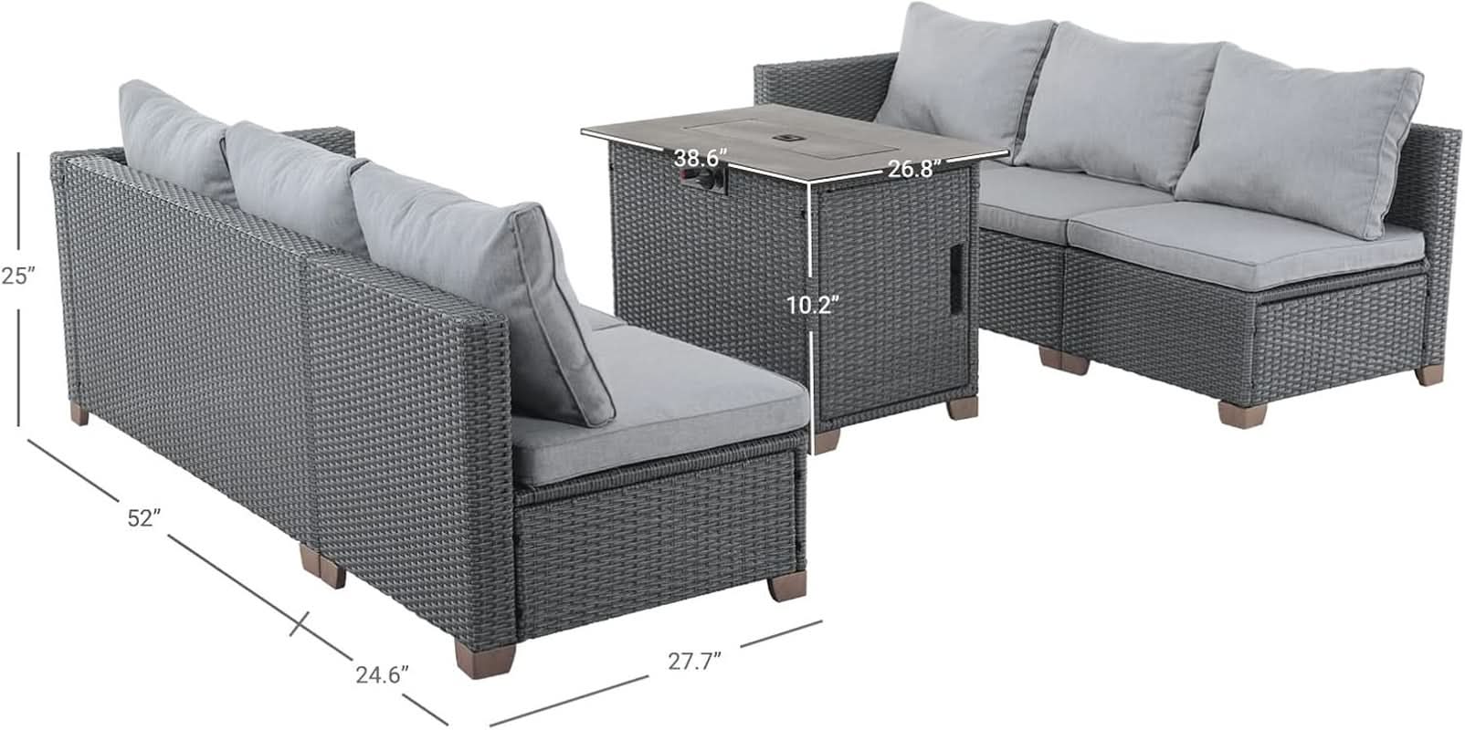 Modular Wicker Outdoor Furniture Set with Fire Pit