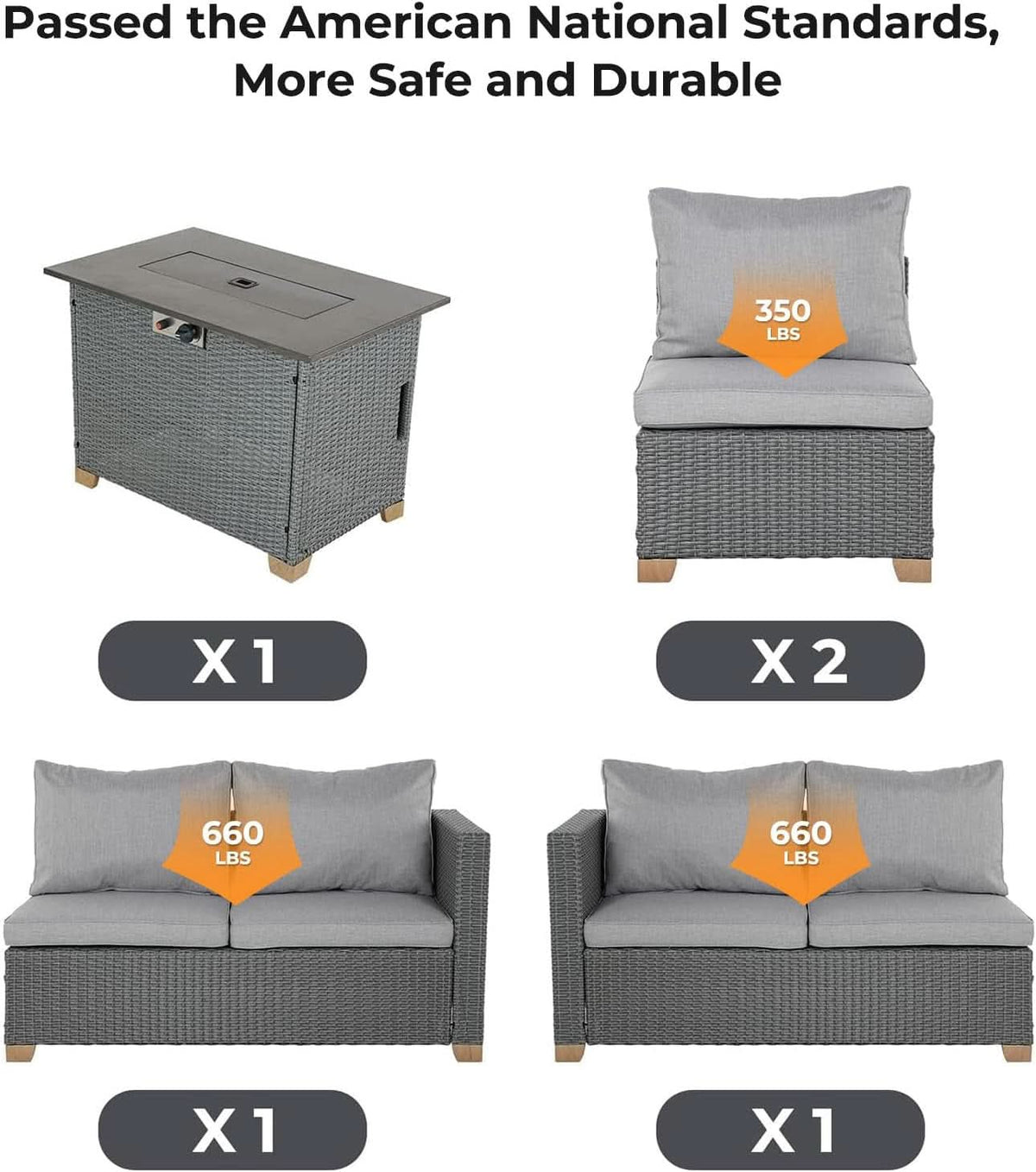 Modular Wicker Outdoor Furniture Set with Fire Pit