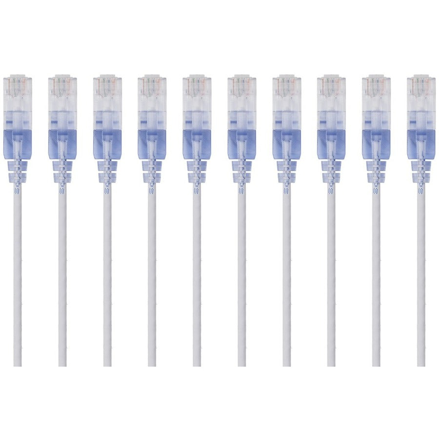 Monoprice 10-Pack, SlimRun Cat6A Ethernet Network Patch Cable, 1ft White