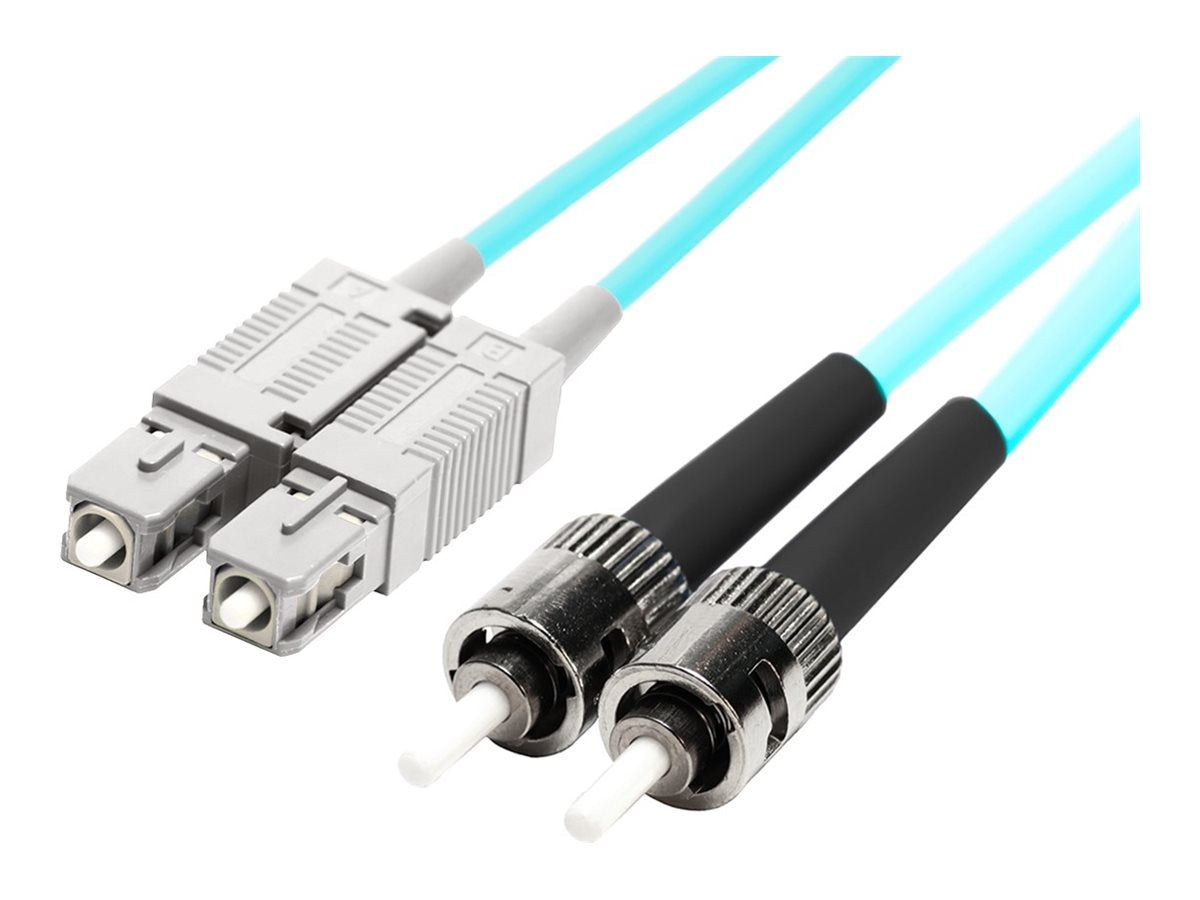 Monoprice - Patch cable - ST/UPC multi-mode (M) to SC/UPC multi-mode (M) - 50 m - 0.1 in - fiber optic - duplex - 50 / 125 micron - OM4 - OFNR - aqua
