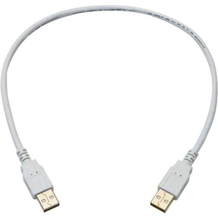 Monoprice USB-A to USB-A 2.0 Cable - 28/24AWG, Gold Plated, White, 1.5ft - 1.50 ft USB
