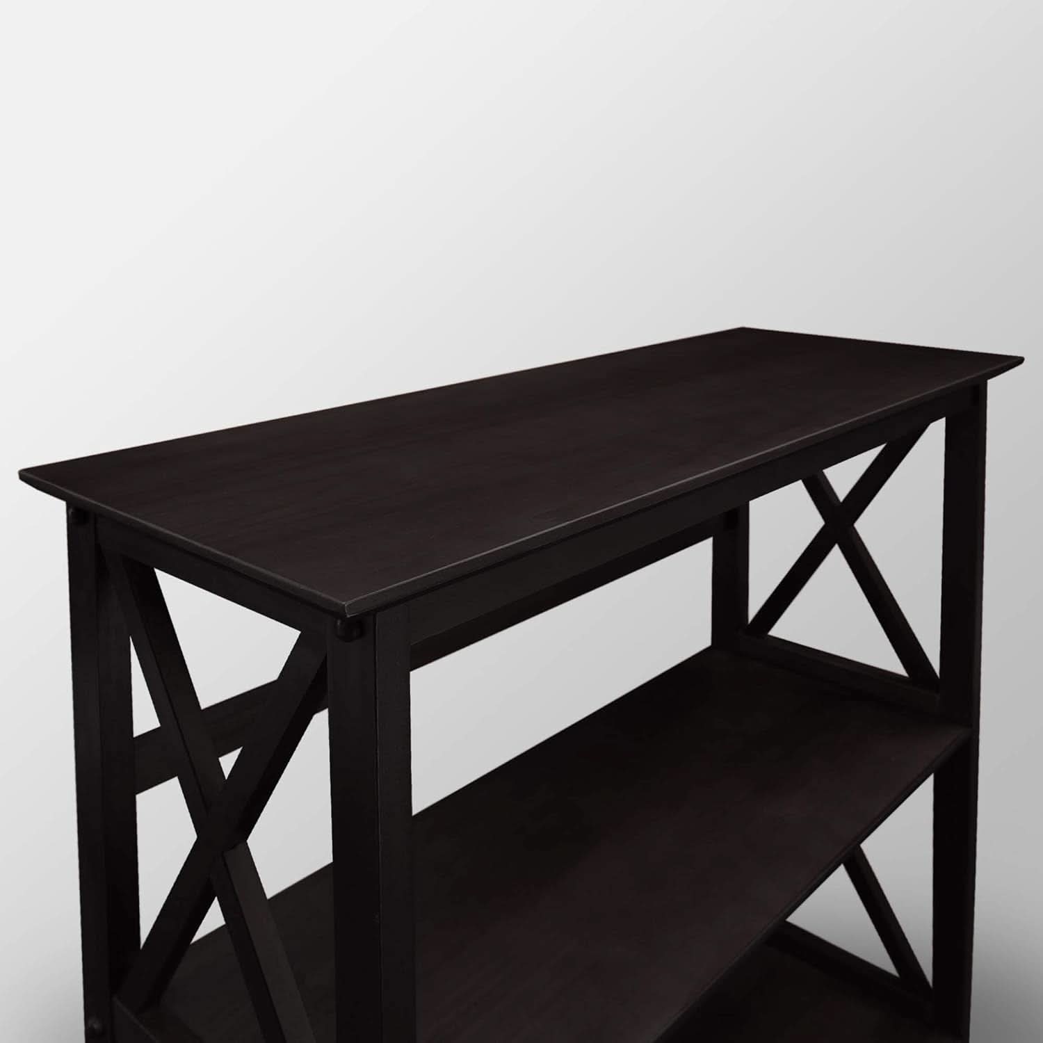 Montego 3 Shelf Bookcase Black Solid Wood Construction