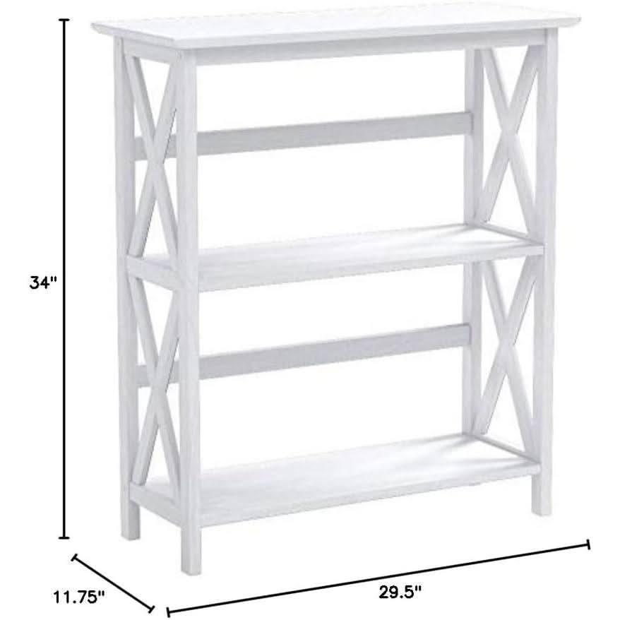 Montego 3 Shelf Bookcase White Modern X Design Storage