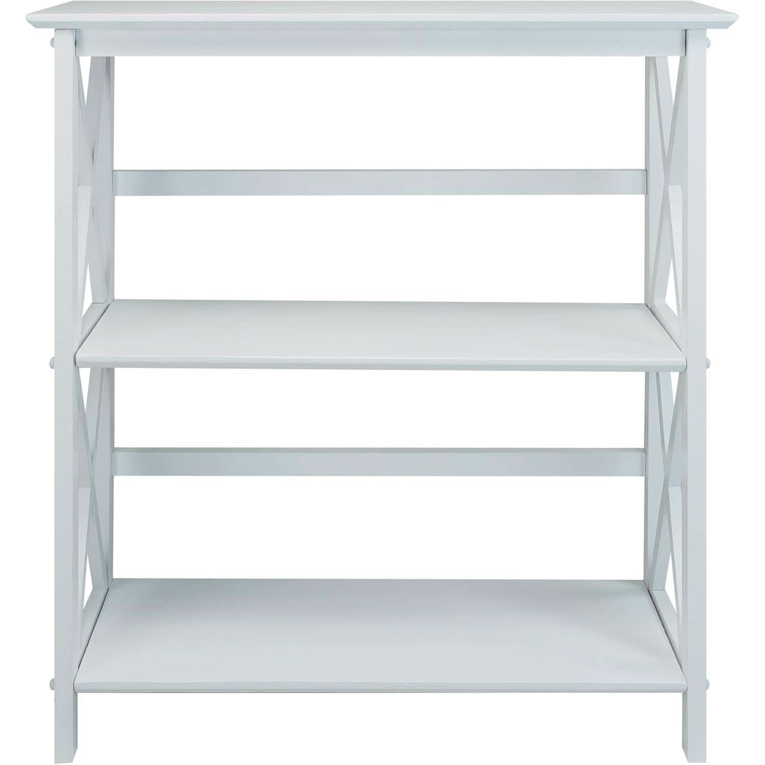 Montego 3 Shelf Bookcase White Modern X Design Storage