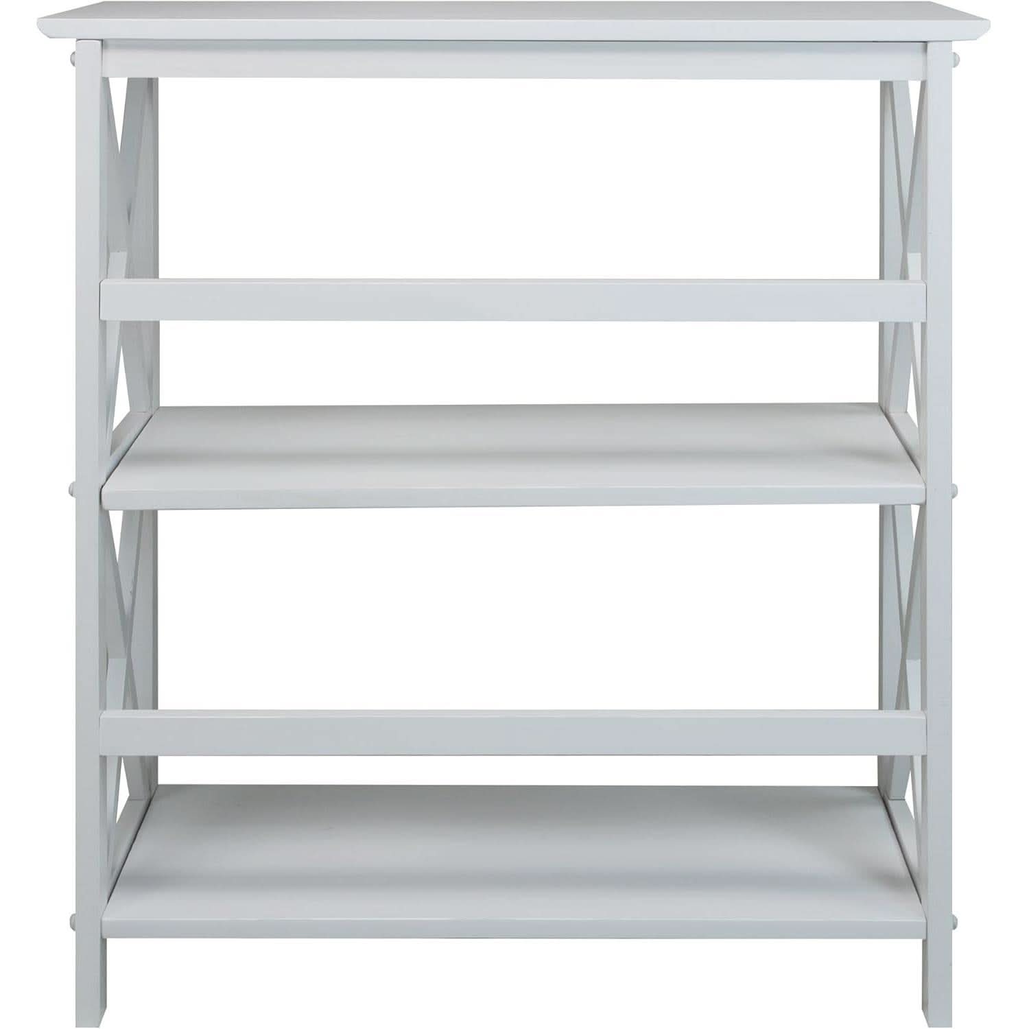 Montego 3 Shelf Bookcase White Modern X Design Storage