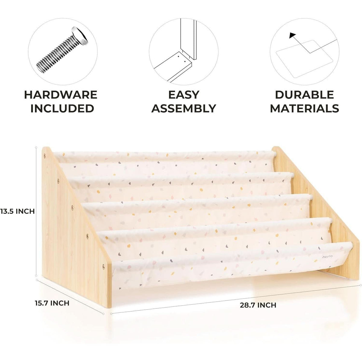 Montessori Kids Bookshelf 28.7x15.7x13.6 Nursery Organizer