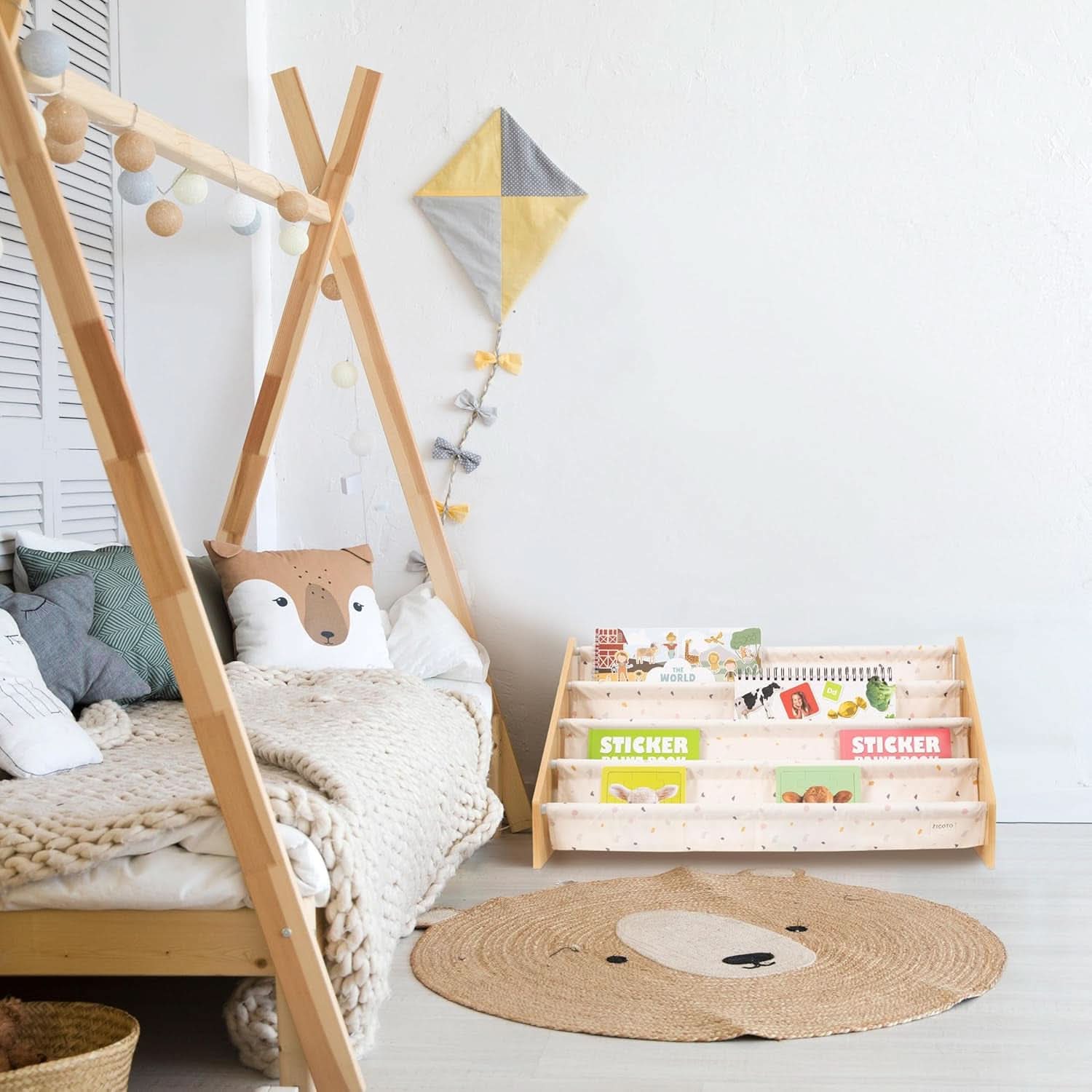 Montessori Kids Bookshelf 28.7x15.7x13.6 Nursery Organizer