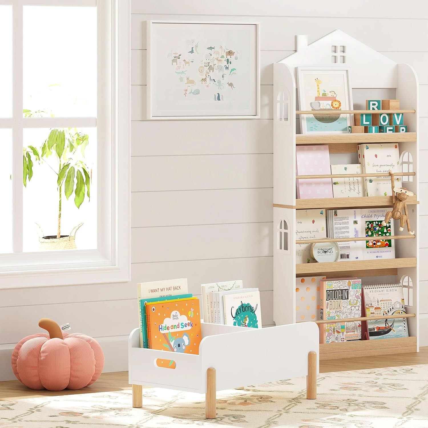 Montessori Toddler Bookshelf With Adjustable Dividers