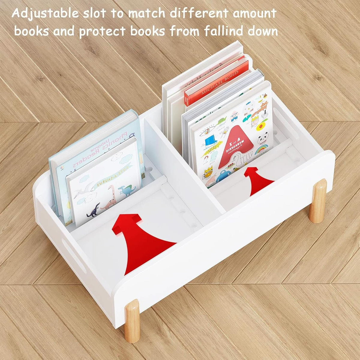 Montessori Toddler Bookshelf With Adjustable Dividers