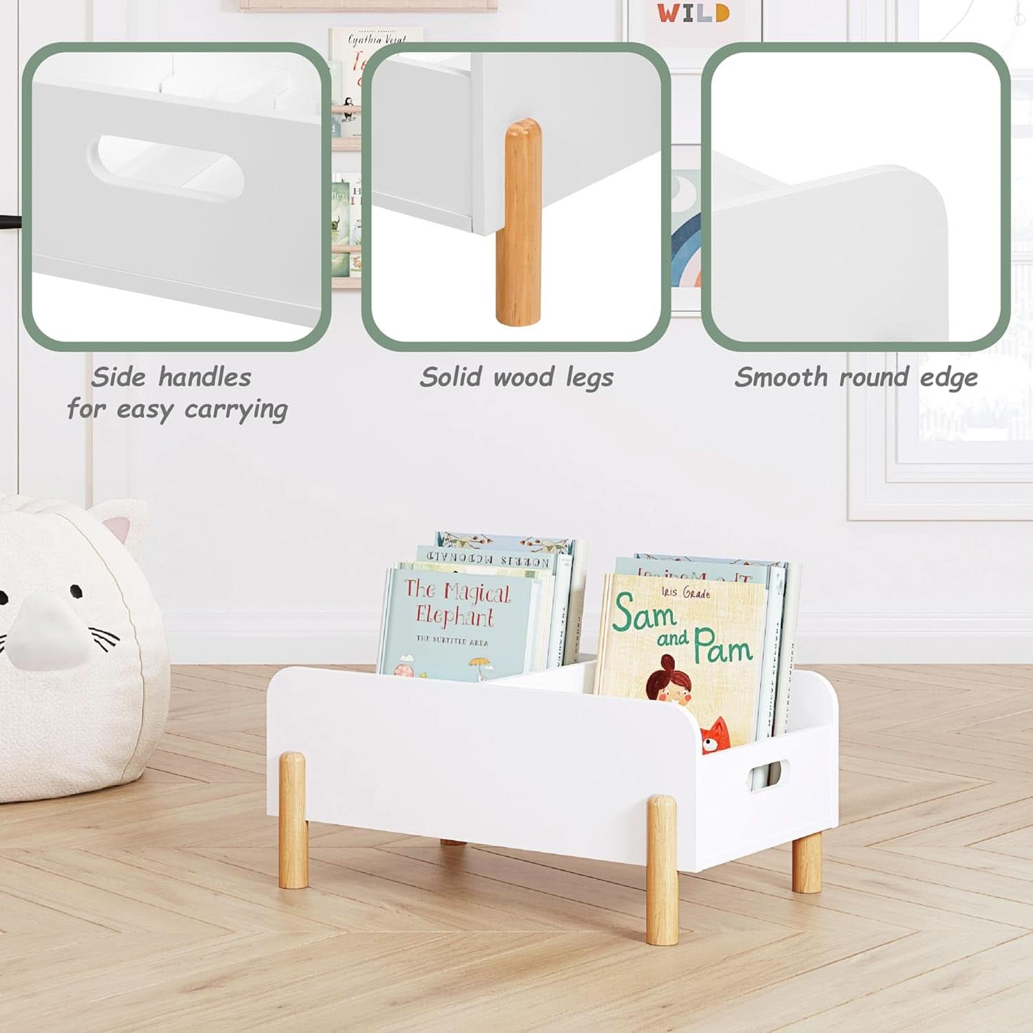 Montessori Toddler Bookshelf With Adjustable Dividers