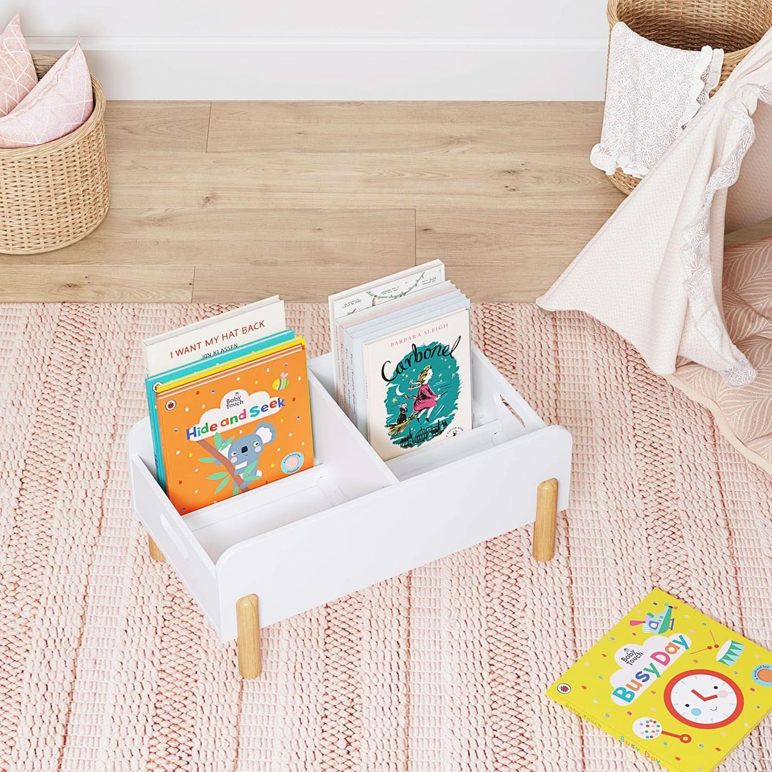 Montessori Toddler Bookshelf With Adjustable Dividers