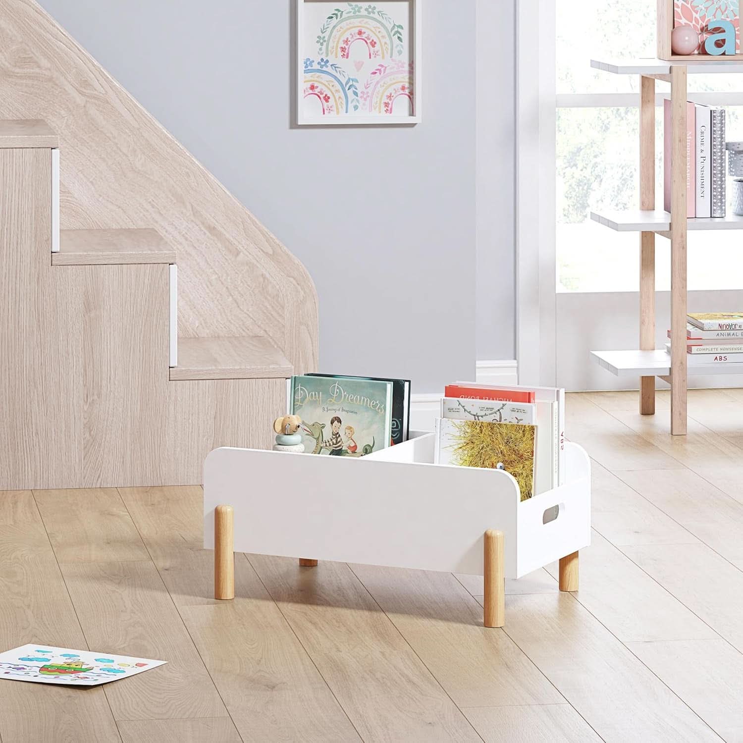 Montessori Toddler Bookshelf With Adjustable Dividers