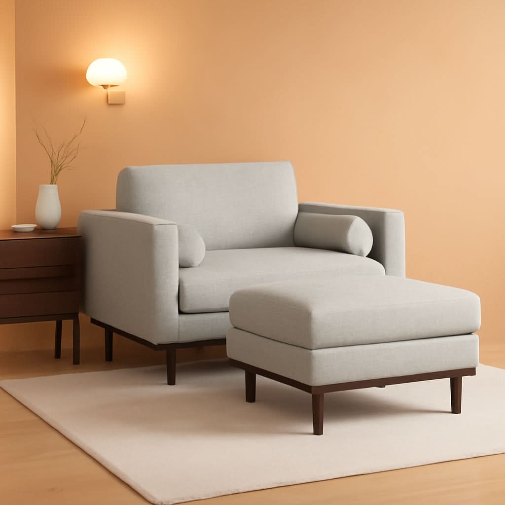 Morrison 72 Inch Mid Century Modern Sofa Set Mist Grey