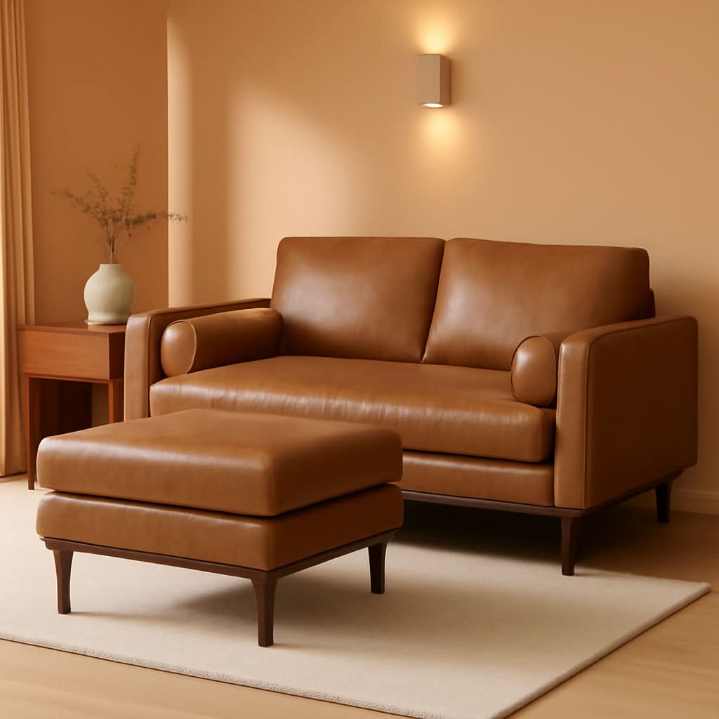 Morrison Sofa With Ottoman Set 72 Inch Wide Genuine Leather