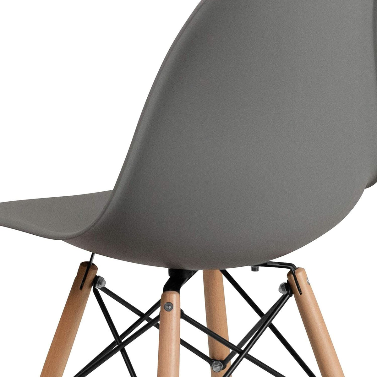 Moss Gray Plastic Chair With Wooden Legs For Dining Room